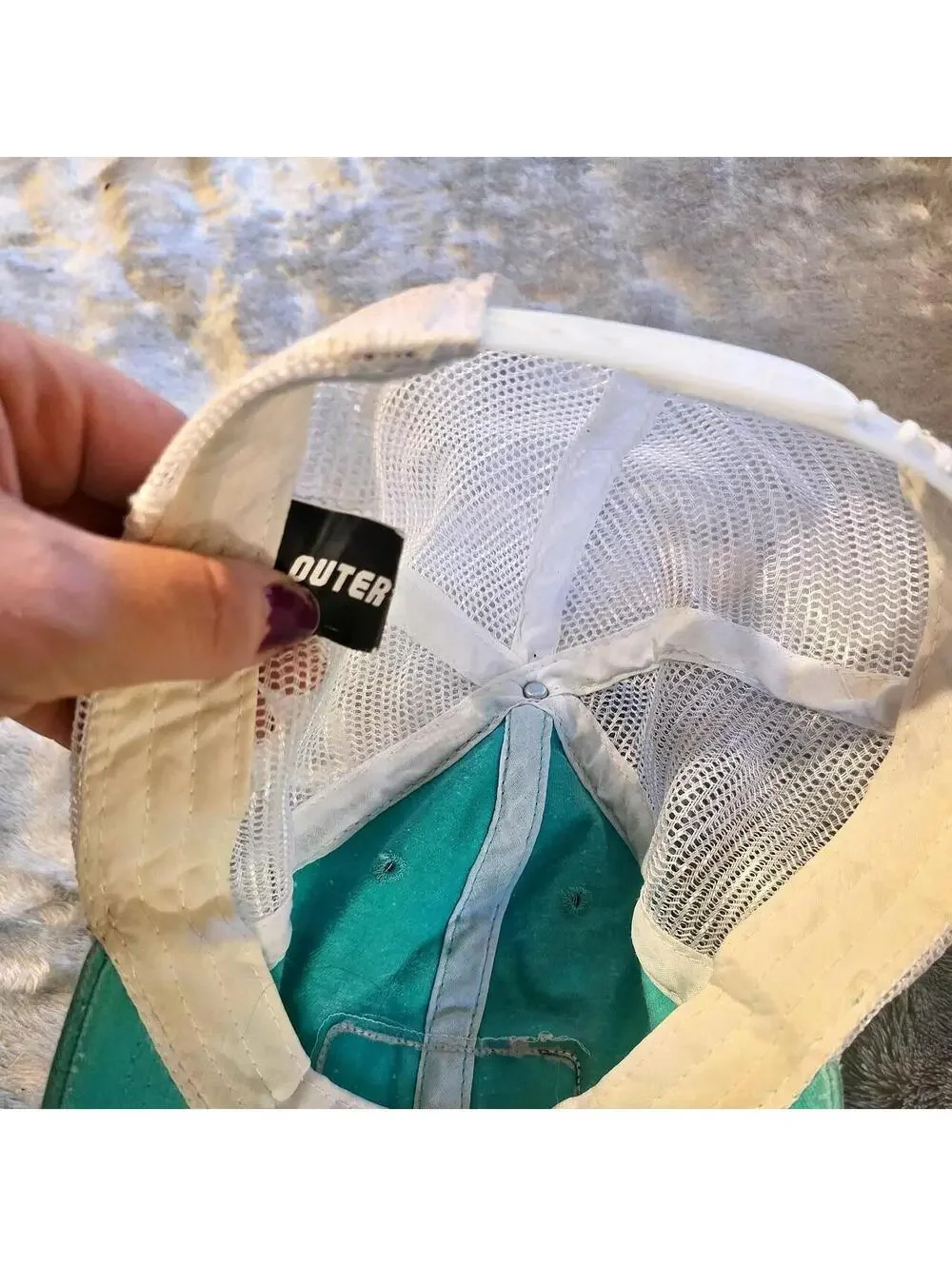 aqua Outer Banks, NC teal baseball hat with embroidered sea turtle  patch
